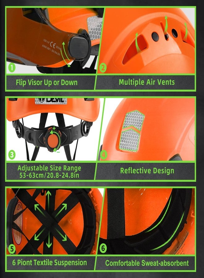 GREEN DEVIL Hard Hat Safety Helmet with Rechargeable Headlamp Light and Visor Ear Muffs Vented Work Hardhat ANSI Z89.1 Cascos De Construccion for Industrial Construction Forestry - Image 4
